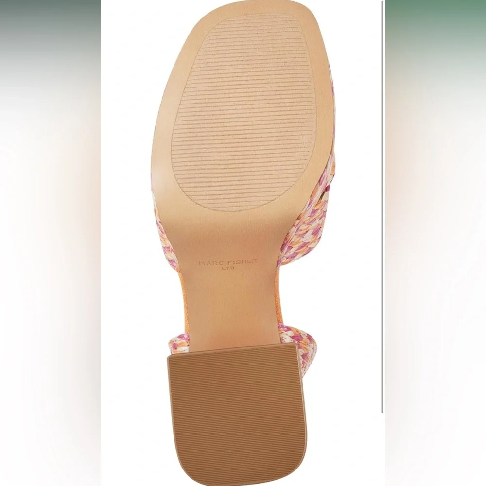 NWT Marc Fisher LTD Raffia Platform Sandals - Janie, Pink Multi, Size 9